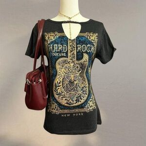Official Black Hard Rock Couture Vintage Graphic Tee